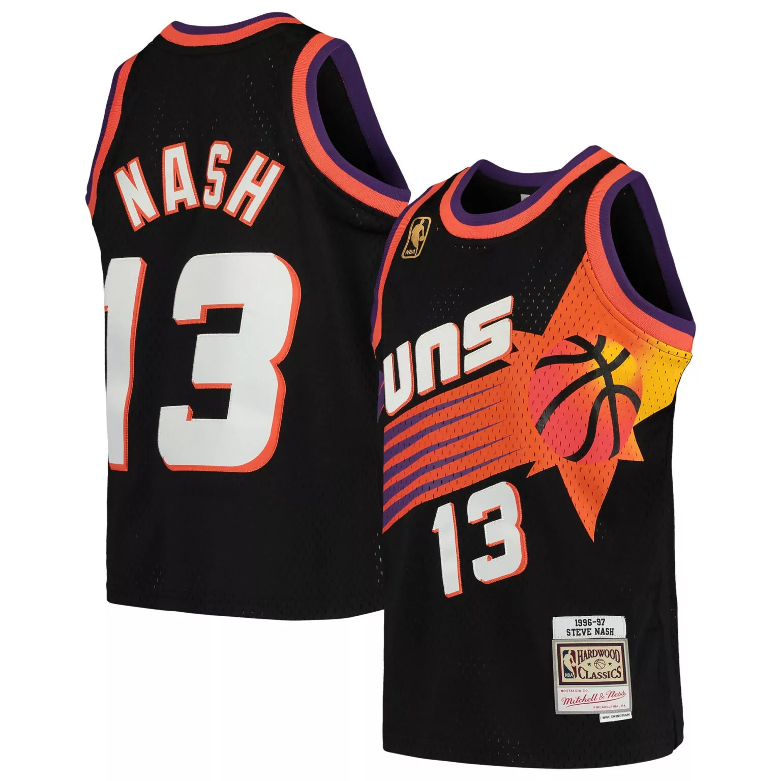 Steve Nash 13 Phoenix Suns Jersey Black 1996-97 Hardwood Classics Men Swingman Split Design