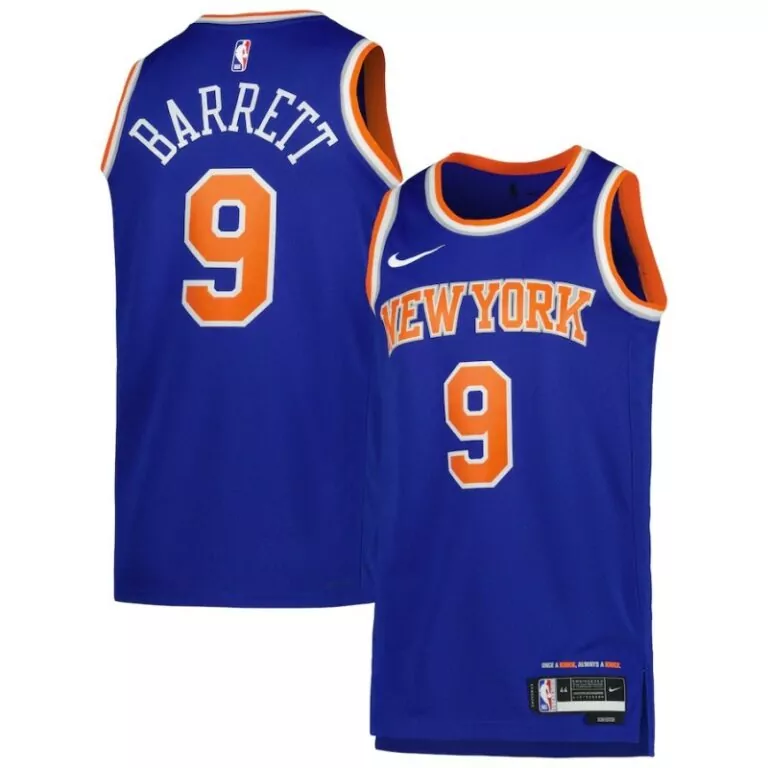 Rj Barrett 9 New York Knicks Jersey Royal Blue Men NBA Orange White Unisex Swingman