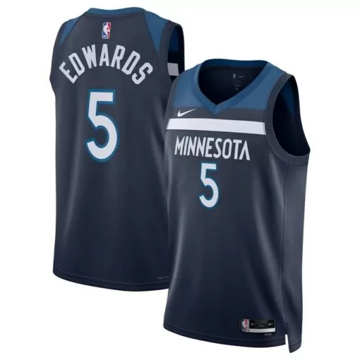 Anthony Edwards 5 Jersey Navy Blue Minnesota Timberwolves Men White Teal Unisex Icon