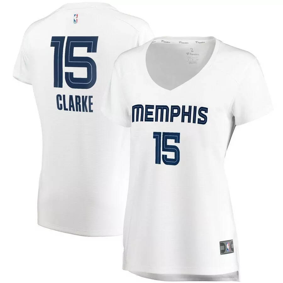 Clarke 15 Memphis Grizzlies Jersey White Women NBA Navy
