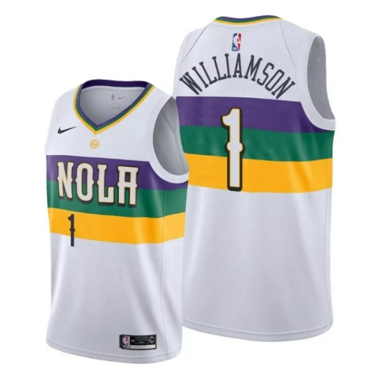 Zion Williamson 1 Jersey White New Orleans Pelicans Men Purple Green Gold