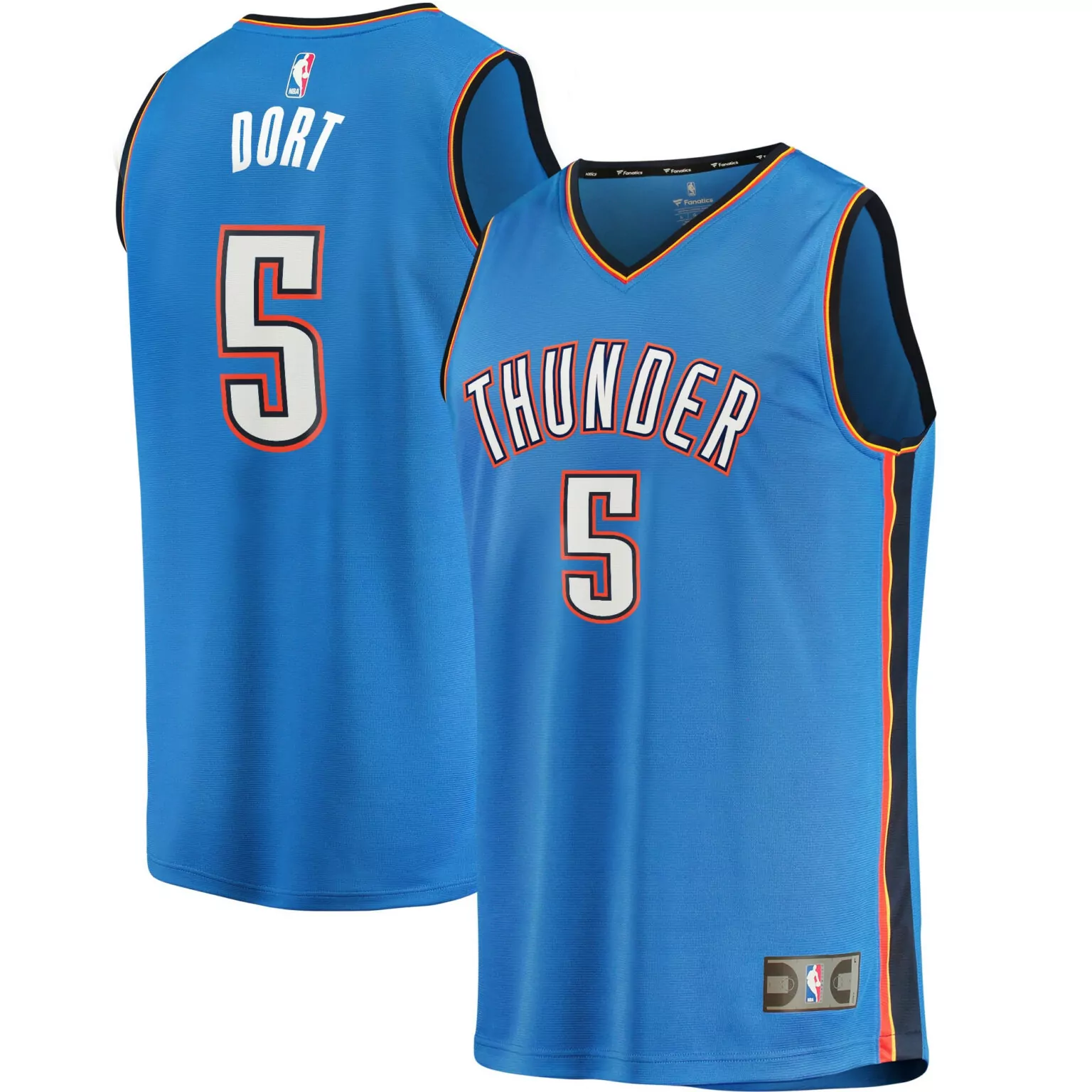 Luguentz Dort 5 Jersey Blue Oklahoma City Thunder Men Replica Orange Black White