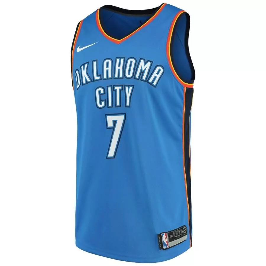 Shai Gilgeous-alexander 7 Jersey Light Blue Oklahoma City Thunder Men White Orange