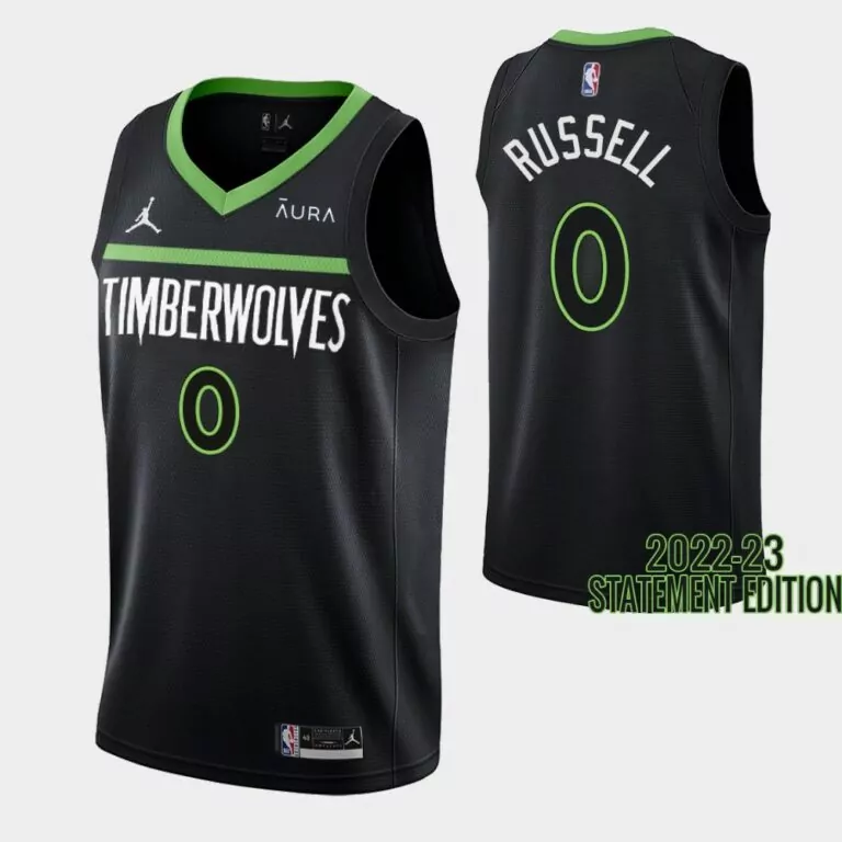 Russell Timberwolves Jersey Black Statement Edition Men Green White