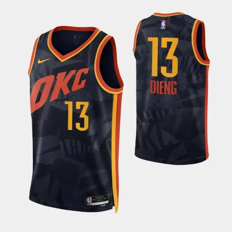 Ousmane Dieng 13 Okc Jersey Black Men Custom Design Orange Yellow Swingman