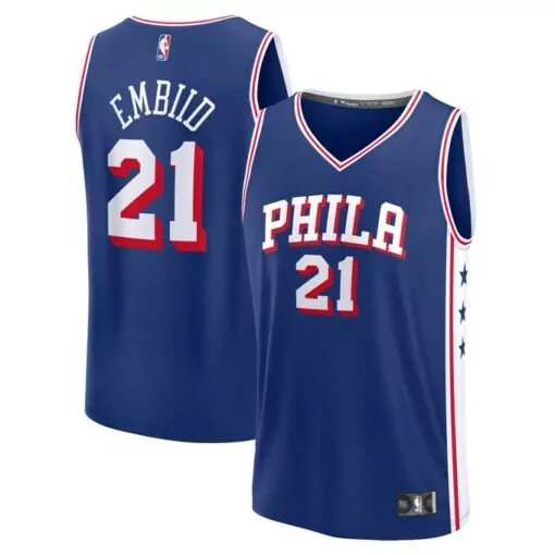 Joel Embiid 21 Philadelphia 76ers Jersey Blue Men Red White Icon