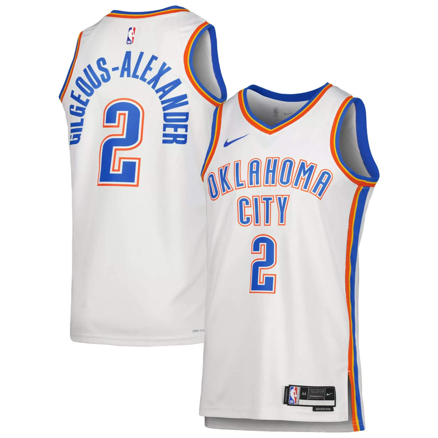 Shai Gilgeousalexander 2 Jersey White Association Edition Oklahoma City Thunder Men