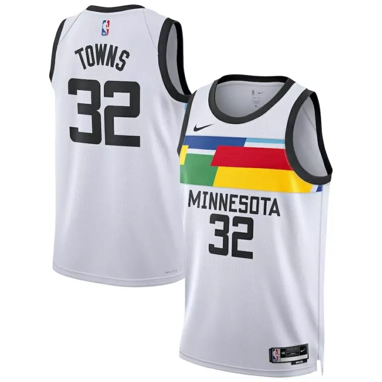 Karl Anthony 32 Minnesota Jersey White Men Split Design Black Blue Green Red Yellow