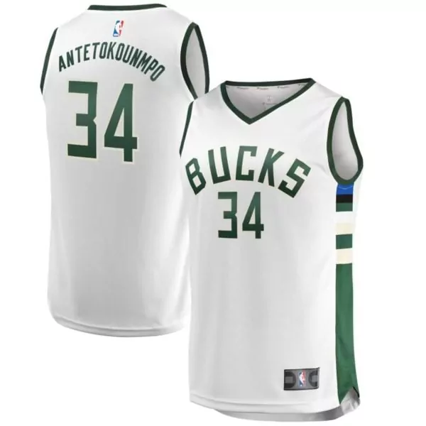 Giannis Antetokounmpo 34 Jersey White Milwaukee Bucks Men Green Cream Blue
