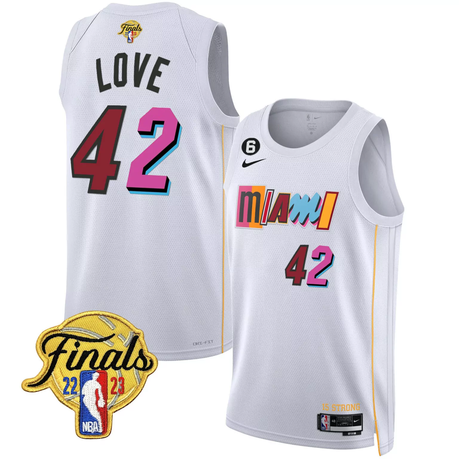 Love 42 Miami Heat Jersey White 2023 NBA Finals Men Alternate Maroon Pink Teal Yellow