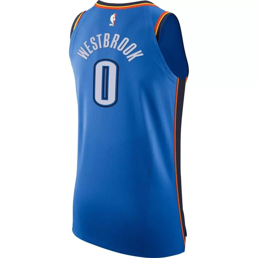 Russell Westbrook Jersey Blue Oklahoma City Thunder Men Navy Orange Yellow Icon