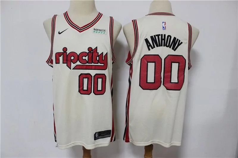 Carmelo Anthony Jersey White Portland Trail Blazers Biofreeze Men NBA Red Black