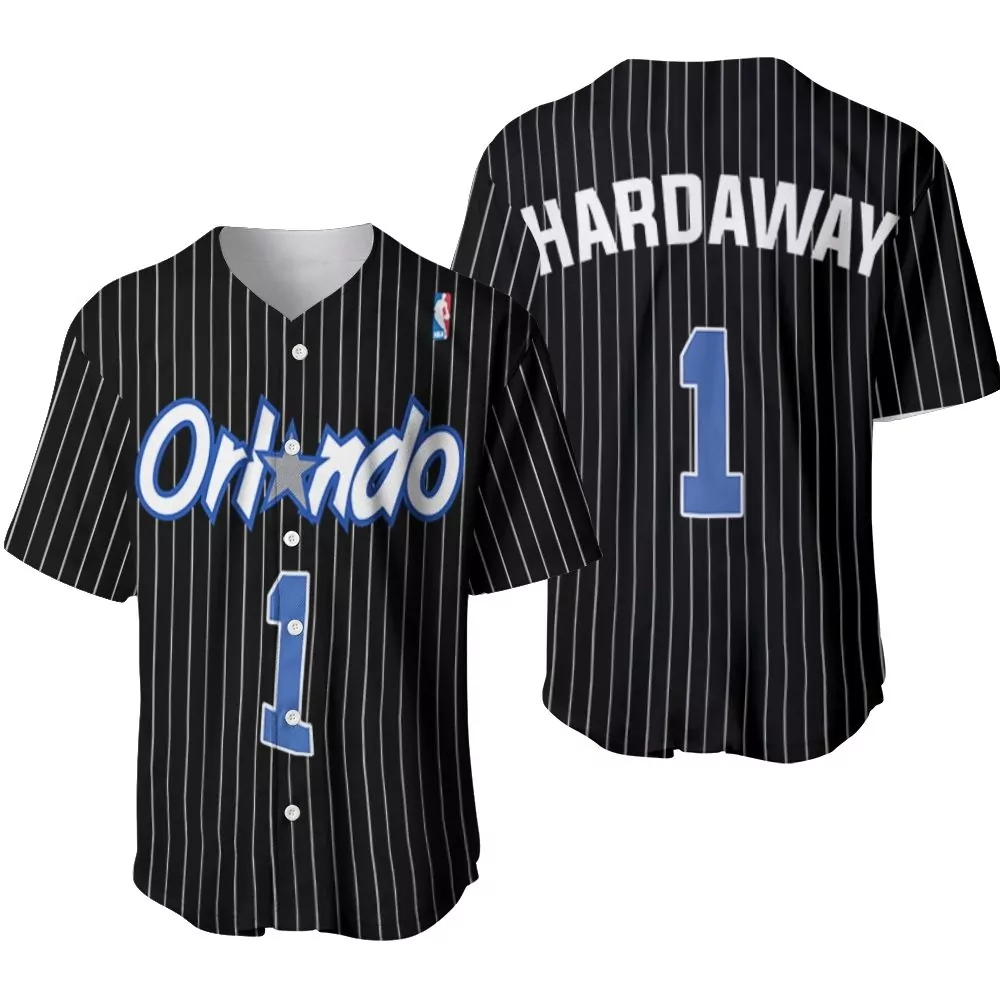 Penny Hardaway 1 Orlando Magic Jersey Black Men White Blue