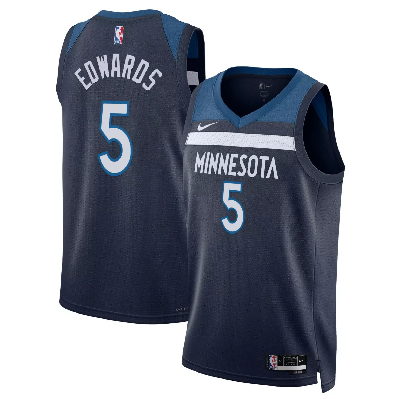 Anthony Edwards 5 Jersey Navy Icon Edition Minnesota Timberwolves Men Official Replica