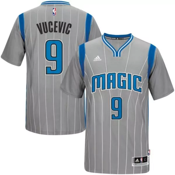 Nikola Vucevic 9 Magic Jersey Gray Men Pinstripe Blue White Swingman