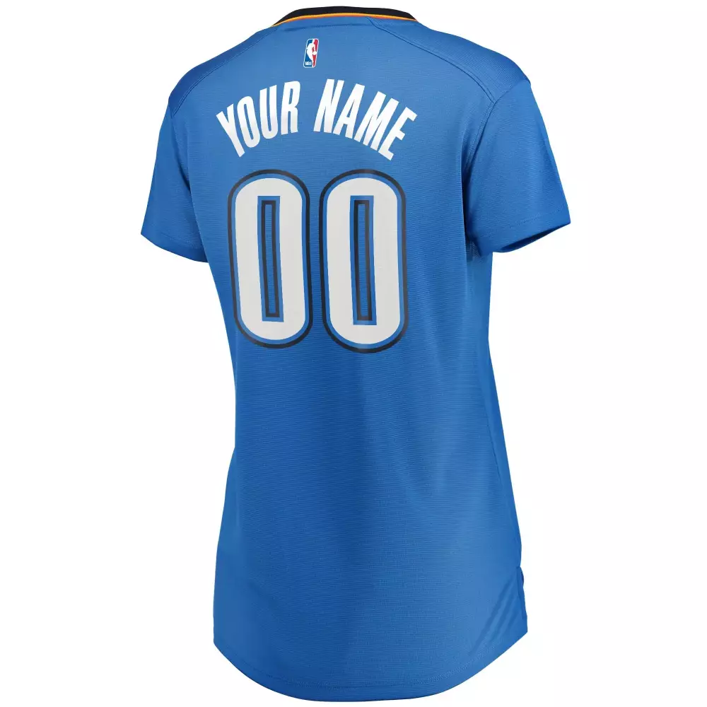 Custom Oklahoma City Thunder Jersey Blue Men Replica White Orange Black Icon
