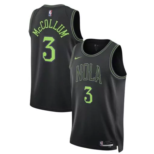 Cj Mccollum 3 Jersey Black New Orleans Pelicans Men Swingman Neon Green Unisex
