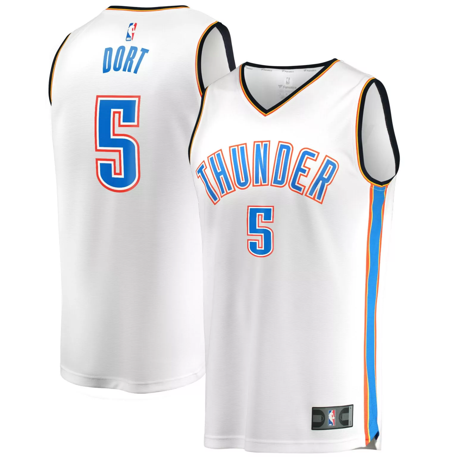 Luguentz Dort 5 Jersey White Oklahoma City Thunder Men NBA Blue Orange