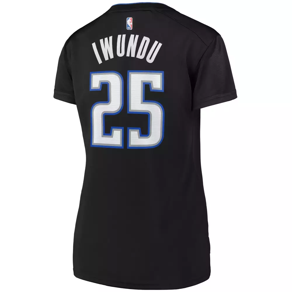 Wesley Iwundu 25 Orlando Magic Jersey Black Women Replica Blue White Icon