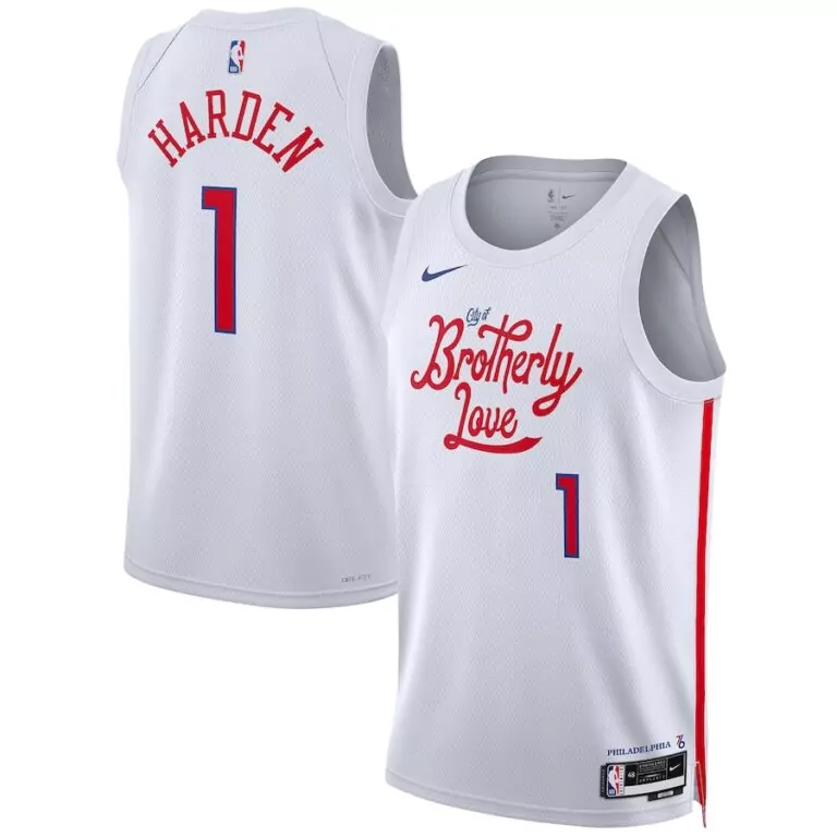 James Harden 1 Philadelphia 76ers Jersey White City Of Brotherly Love Men Edition