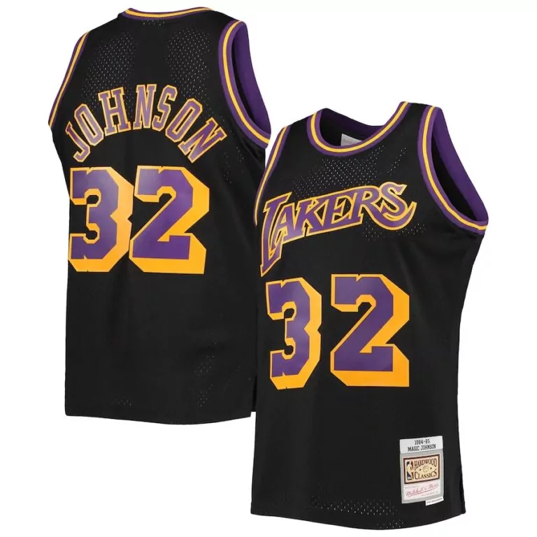 Magic Johnson 32 Lakers Jersey Black Mitchell Ness Hardwood Classics 1984-85 Men