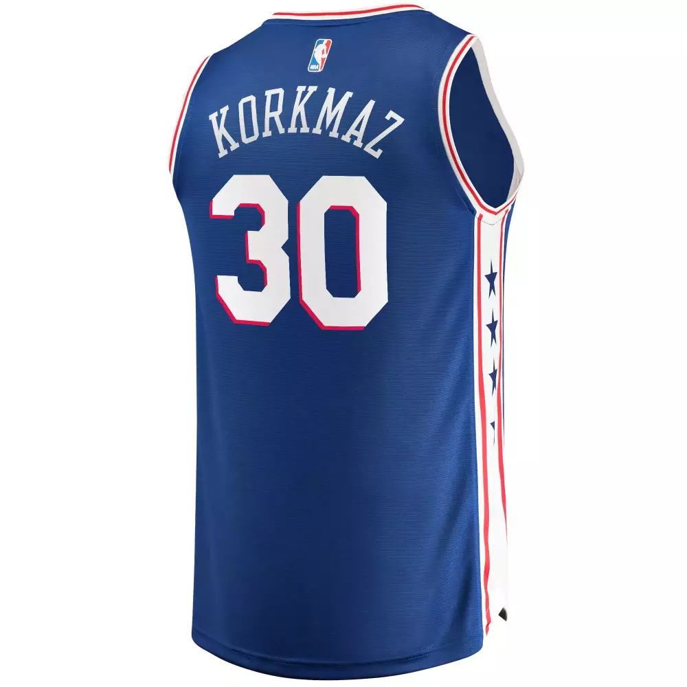 Furkan Korkmaz 30 Jersey Blue Philadelphia 76ers Men White Red Icon