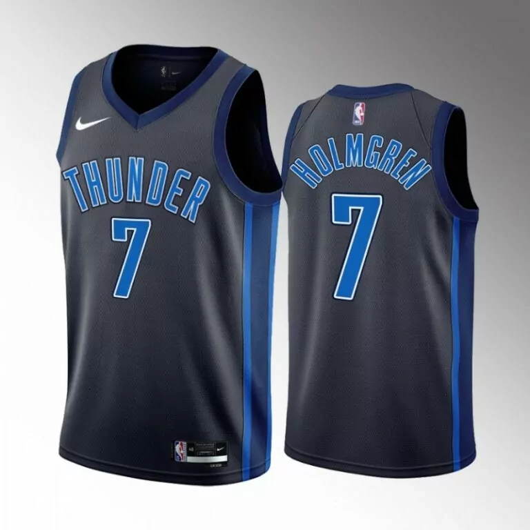 Chet Holmgren 7 Jersey Gray Oklahoma City Thunder Men Blue Navy