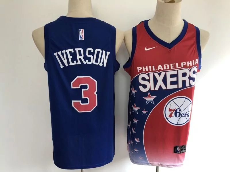 Allen Iverson 3 Jersey Blue Philadelphia 76ers Men Alternate Red White