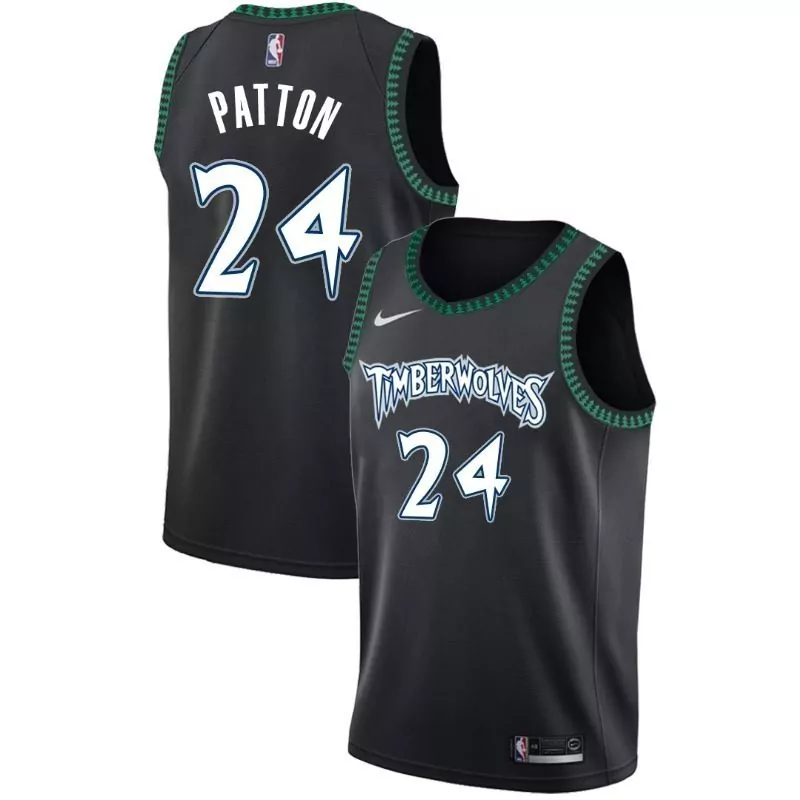Justin Patton 24 Timberwolves Jersey Black Men Green White