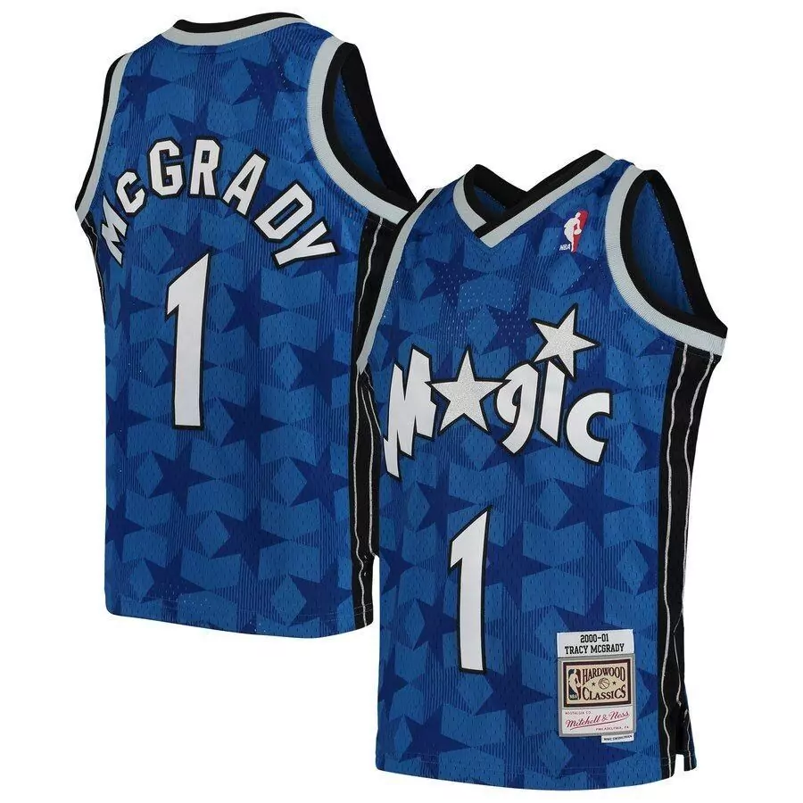 Tracy Mcgrady 1 Orlando Magic Jersey Blue Hardwood Classics 2000 Men Replica White