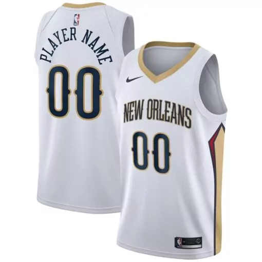 New Orleans Pelicans Jersey White Men Gold Navy Red Custom