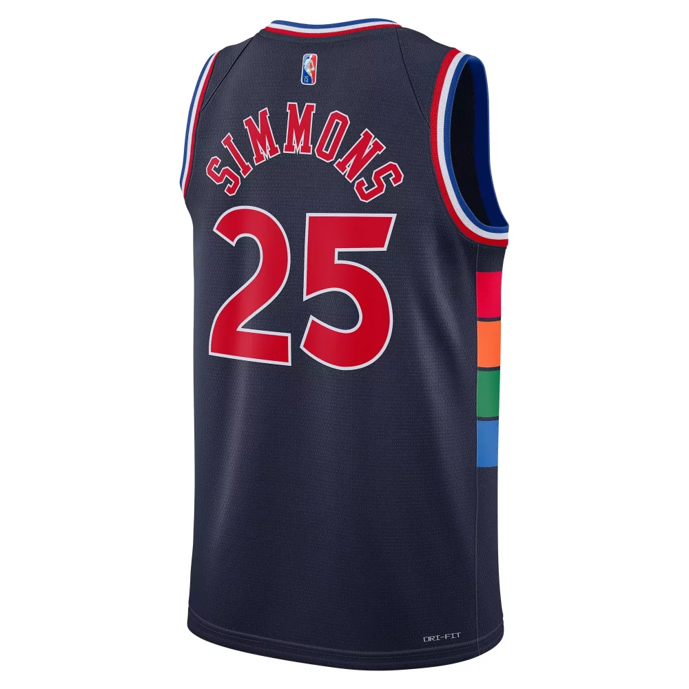 Ben Simmons 25 Philadelphia 76ers Jersey Navy Men NBA Red White Blue Swingman