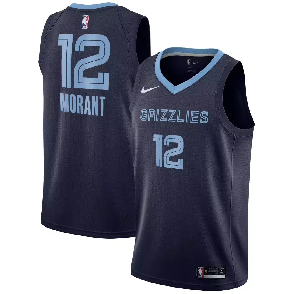Ja Morant 12 Grizzlies Jersey Navy Men Standard Light Blue Icon