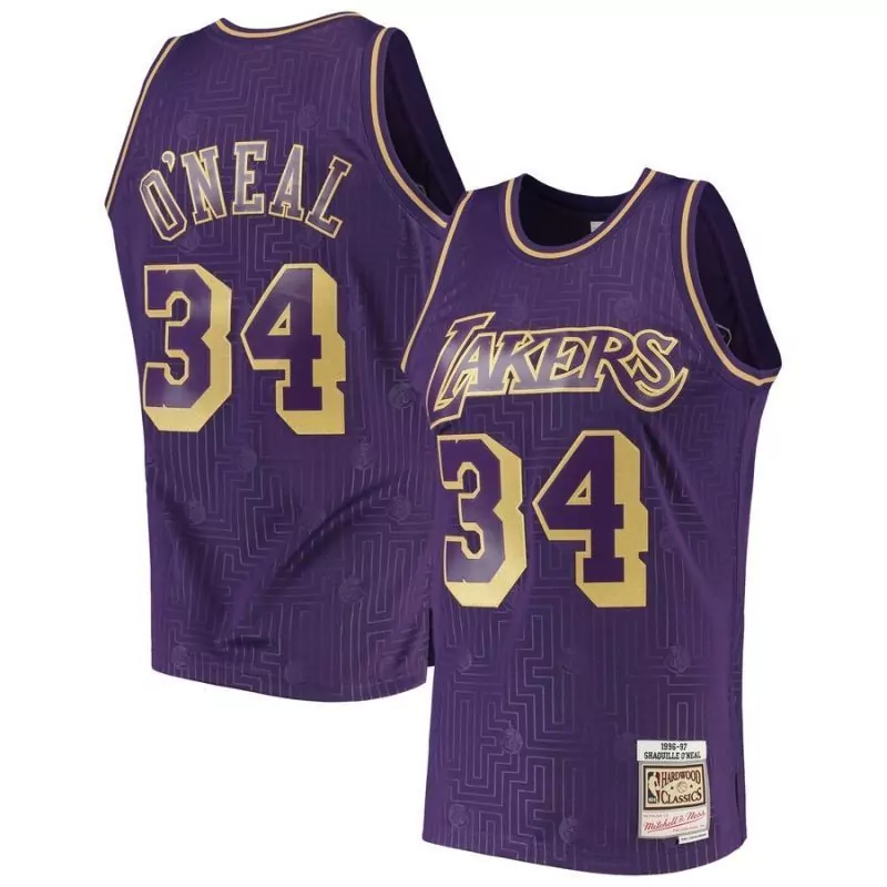 Shaquille Oneal 34 Lakers Jersey Purple 1996-97 O'neal Hardwood Classics Men Swingman