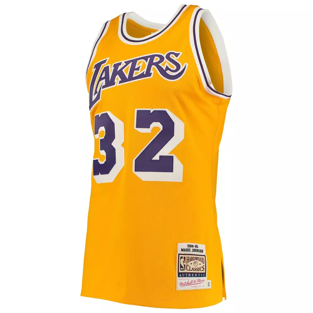 Magic Johnson 32 Jersey Yellow 1984-85 Los Angeles Lakers Hardwood Classics 1985