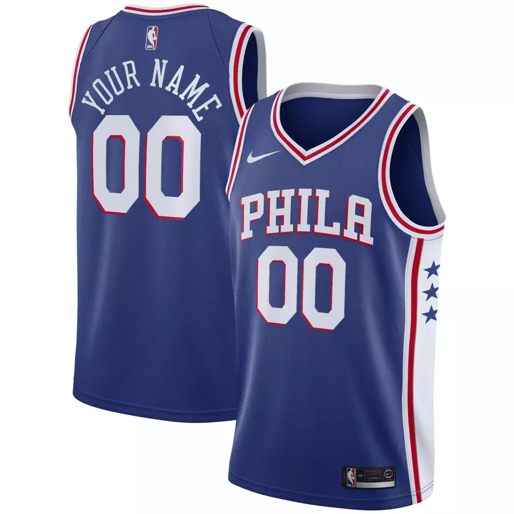 Custom Philadelphia 76ers Jersey Royal Blue Men Red White Icon