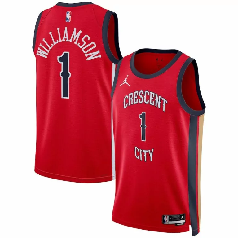 Zion Williamson 1 Jersey Red City Connect New Orleans Pelicans Men Split Design Navy