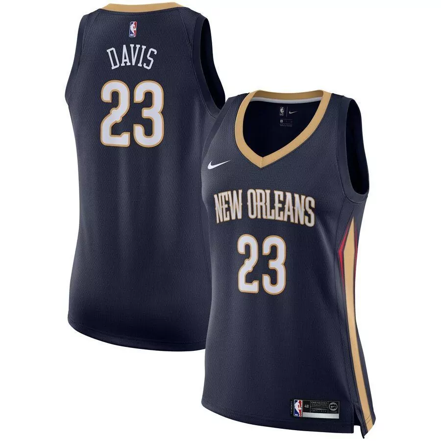 Anthony Davis 23 Jersey Navy New Orleans Pelicans Women Gold Red Icon
