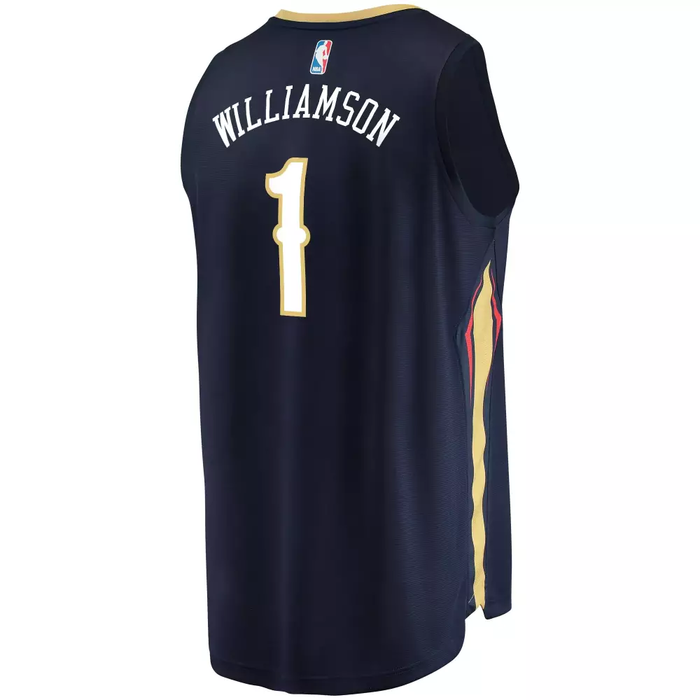 Zion Williamson 1 Jersey Navy New Orleans Pelicans Men NBA Gold Red Icon
