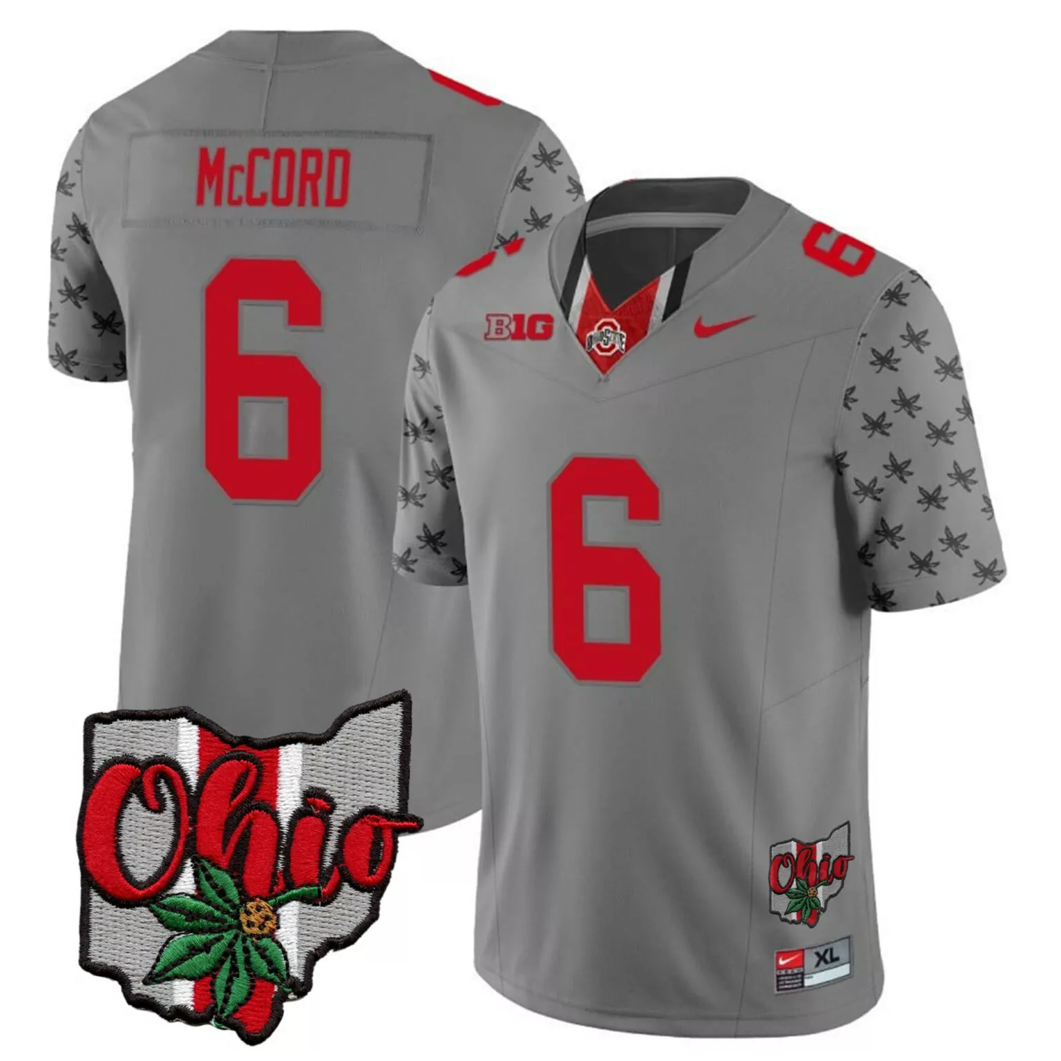 Kyle Mccord 6 Ohio State Buckeyes Jersey Gray Men Red White Alternate v2 Stitched