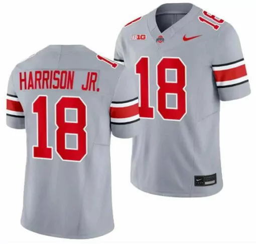 Marvin Harrison 18 Jersey Gray Ohio State Buckeyes Men Red White Stitched