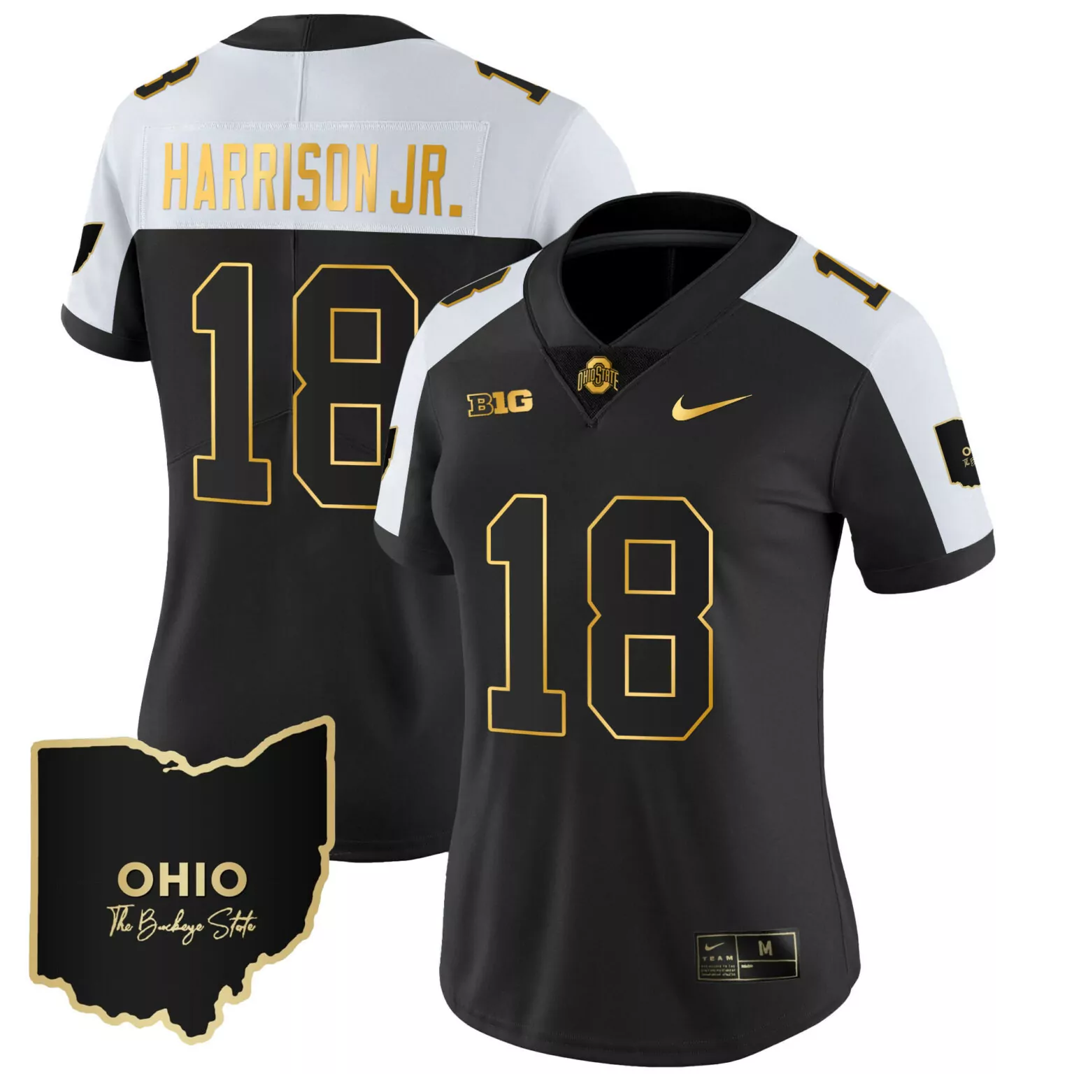 Marvin Harrison 18 Ohio State Jersey Black Buckeyes Buckeye Men Split Design White