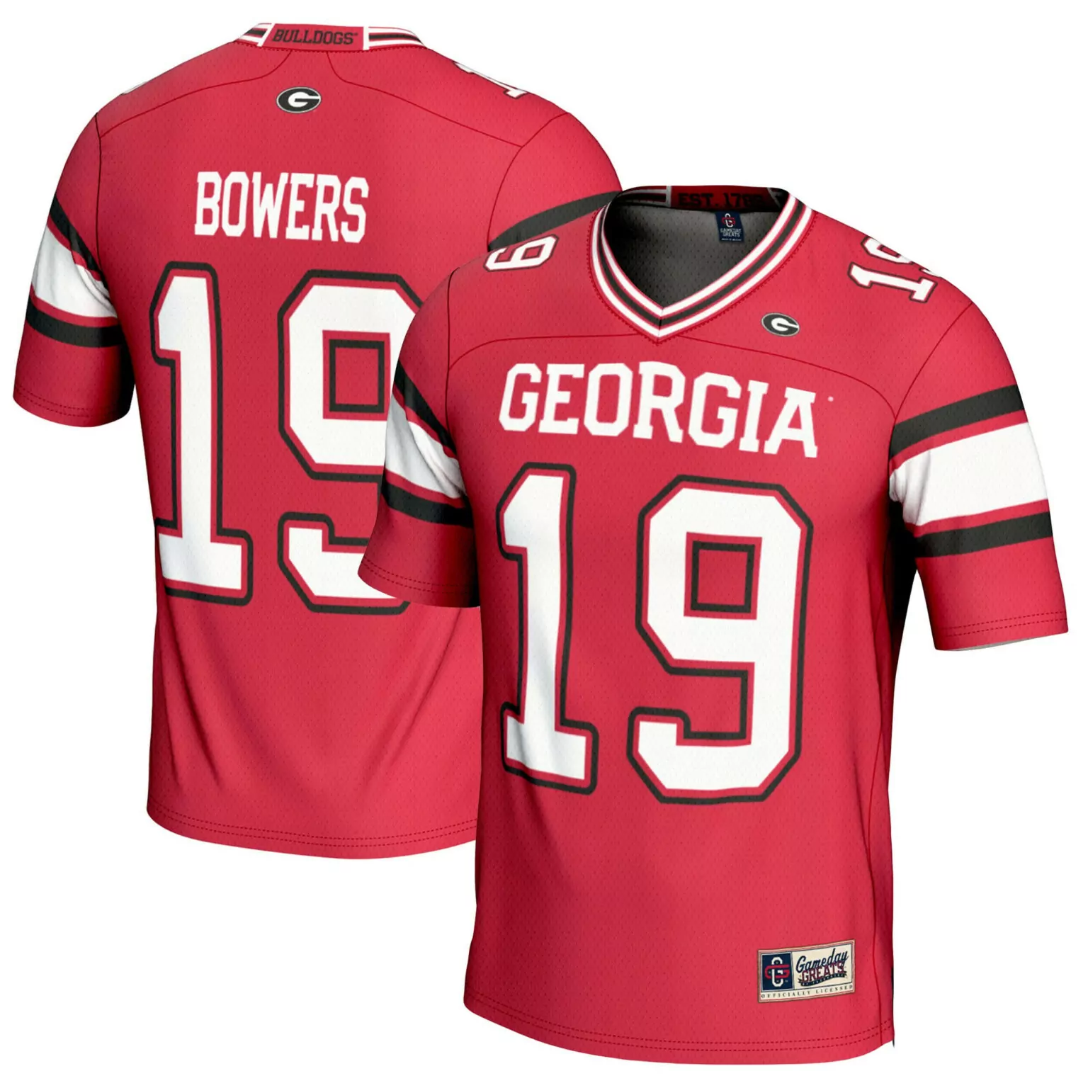 Brock Bowers 19 Georgia Bulldogs Jersey Red Men Replica Black White Gameday