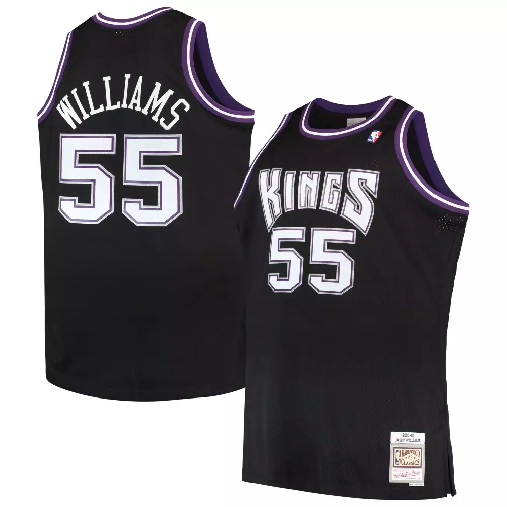 Jason Williams 55 Kings Jersey Black Hardwood Classics Men Swingman Purple White