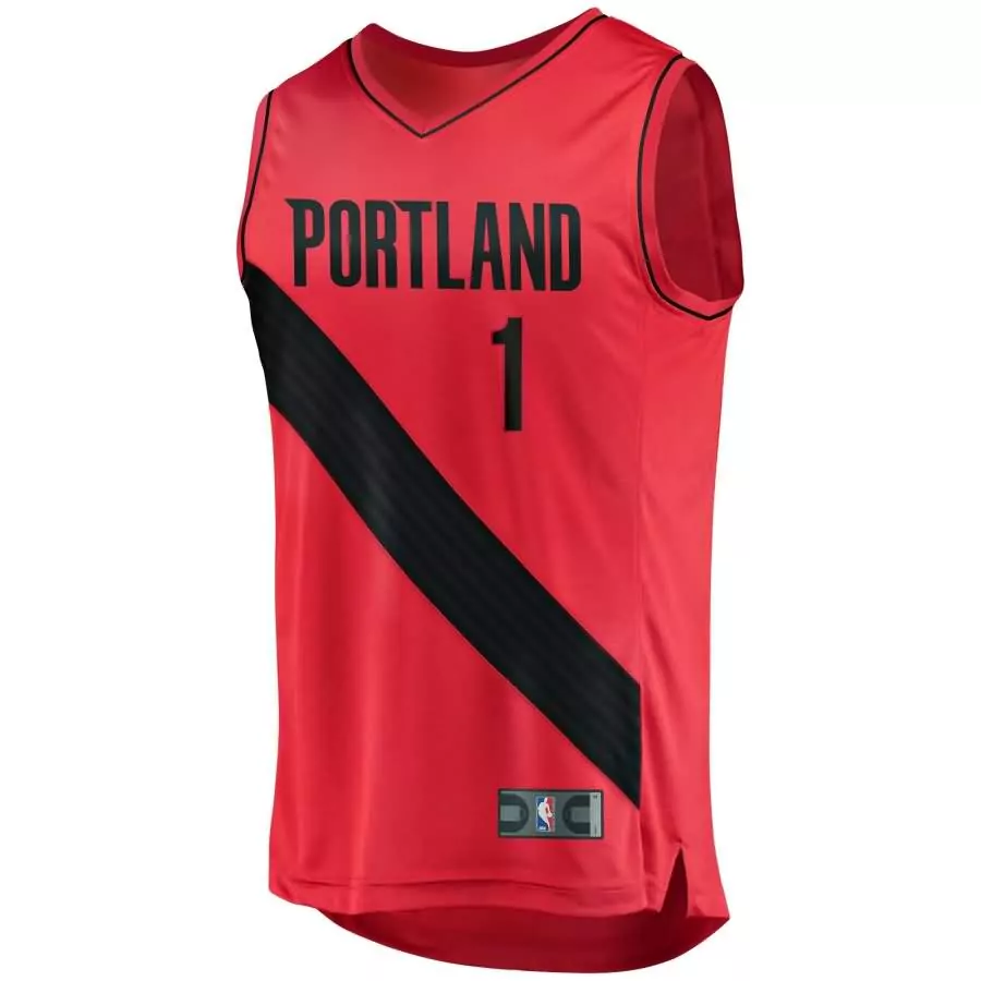 Myles Turner 1 Jersey Red Portland Trail Blazers Men Split Design Black