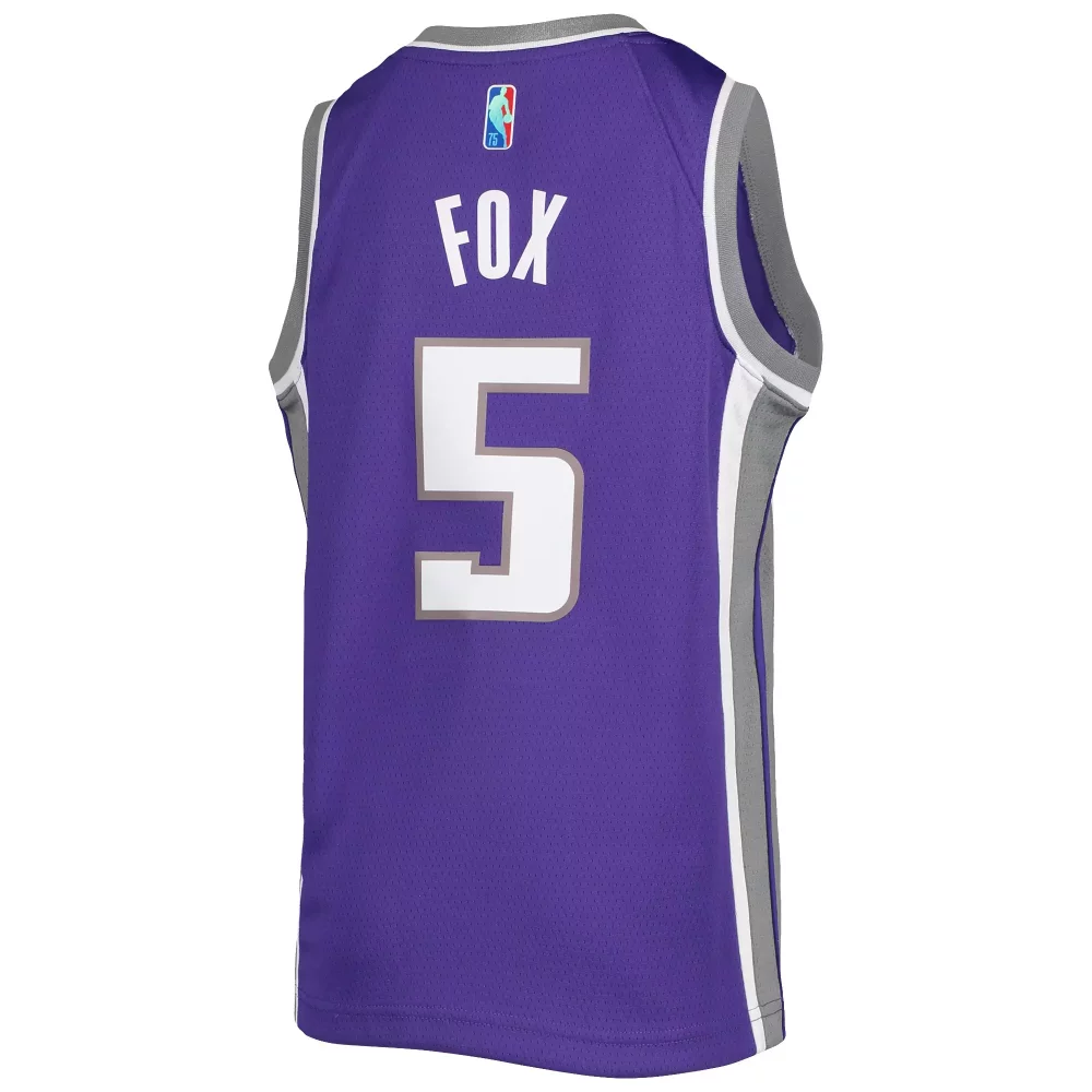 De'aaron Fox 5 Sacramento Kings Jersey Purple 75th Anniversary Men Player Gray White