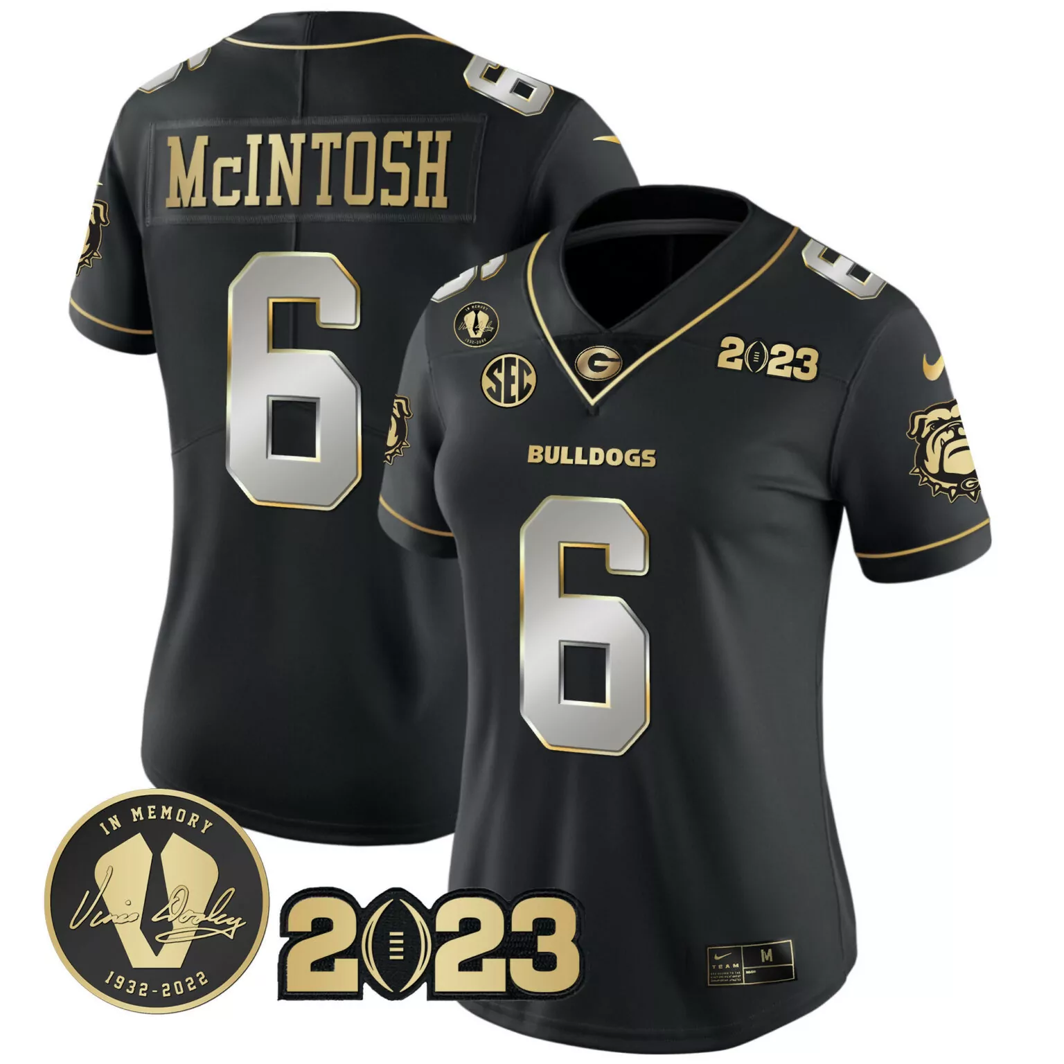 Kenny Mcintosh 6 Georgia Bulldogs Jersey Black In Memory Of Vince Dooley 2023 Football