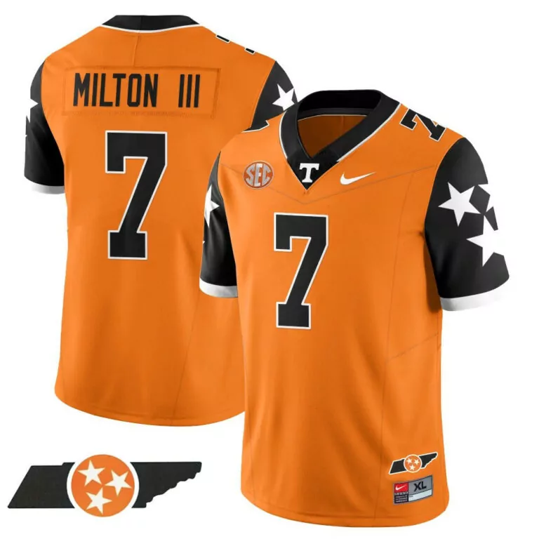 Joe Milton 7 Tennessee Volunteers Jersey Orange Men Black White Alternate v4 All