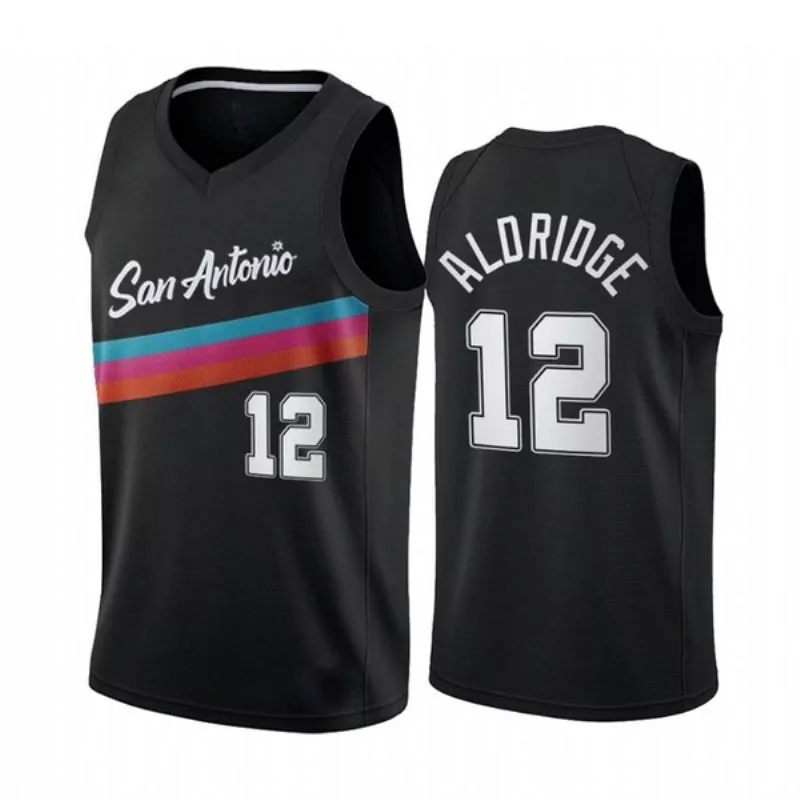 Lamarcus Aldridge 12 Jersey Black San Antonio Spurs Men White Teal Pink Orange