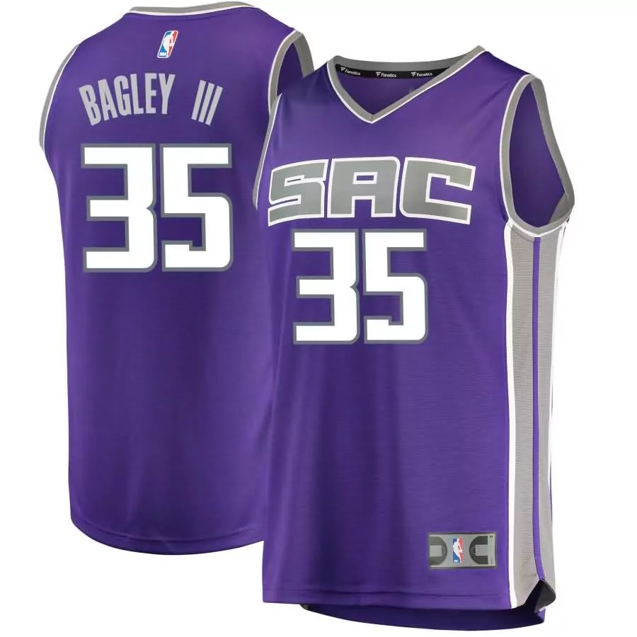 Marvin Bagley Iii 35 Jersey Purple Sacramento Kings Men Grey White Icon